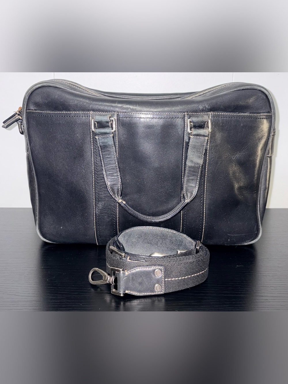 Coach Legacy F063-70021 Black Leather Briefcase Business Bag Shoulder Strap
